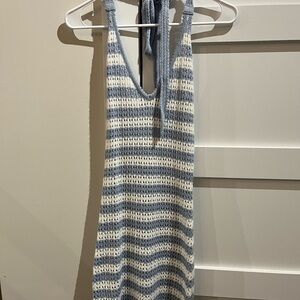 Blue and White Striped Knit Dress